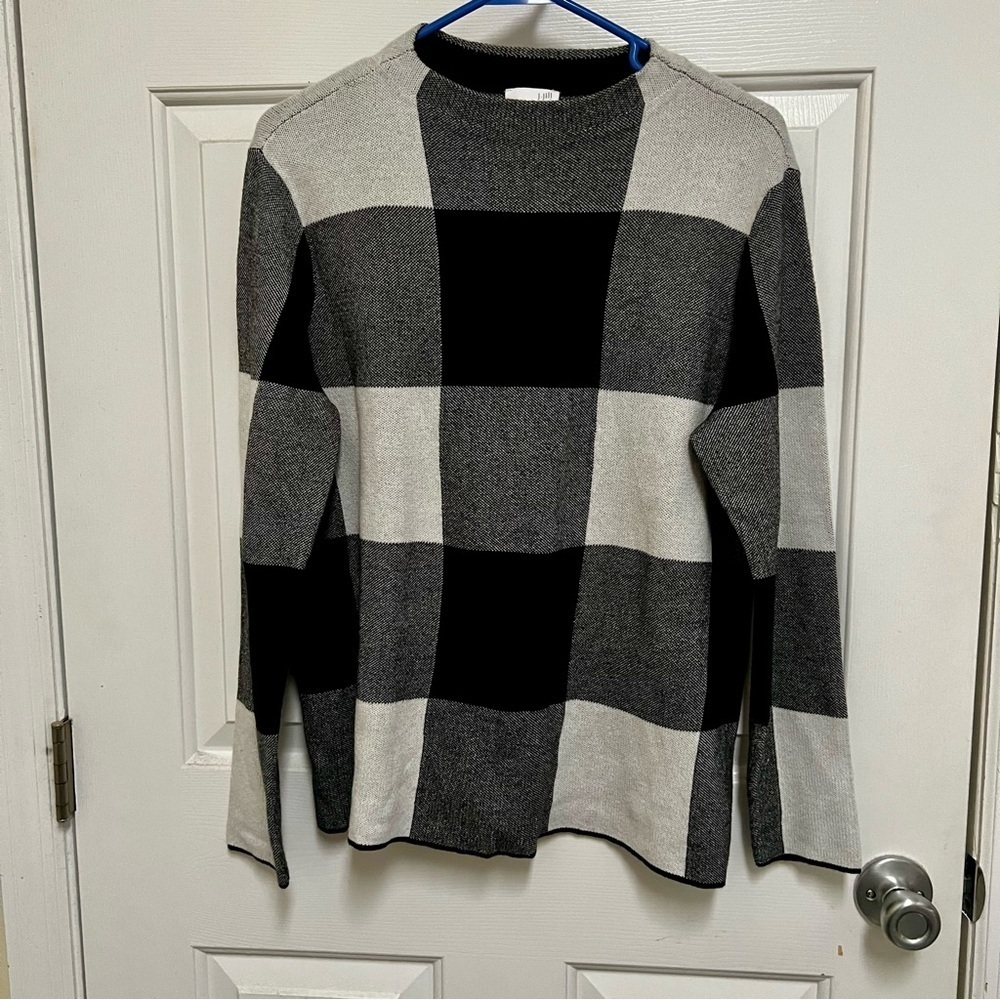 J. Jill Black and Gray Crewneck Sweater